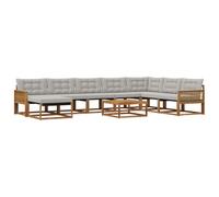 vidaXL Ensemble de canapés d'extérieur 9 pcs Naturel et Gris Clair, Mobilier de Jardin Moderne, canapé extérieur résistant, Espace détente, sièges pour terrasse