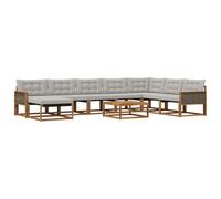 vidaXL Ensemble de canapés d'extérieur 9 pcs Naturel et Gris Clair, Mobilier de Jardin Moderne, canapé extérieur résistant, Espace détente, sièges pour terrasse