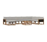 vidaXL Ensemble de canapés d'extérieur 9 pcs Naturel et Gris Clair, Mobilier de Jardin Moderne, canapé extérieur résistant, Espace détente, sièges pour terrasse