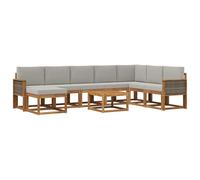vidaXL Ensemble de canapés d'extérieur 9 pcs Naturel et Gris Clair, Sofa de Jardin, canapé Moderne, Assise Flexible, Bois Acacia, mobilier Contemporain pour Patio, Installation Confortable