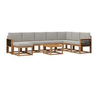 vidaXL Ensemble de canapés d'extérieur 9 pcs Naturel et Gris Clair, Sofa de Jardin, canapé Moderne, Assise Flexible, Bois Acacia, mobilier Contemporain pour Patio, Installation Confortable