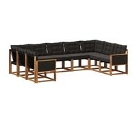 vidaXL Ensemble de canapés d'extérieur 9 pcs Naturel et Noir, Canapé extérieur Moderne, Salon Durable, Confort sur la terrasse, Groupe de sièges Polyvalent, Collection détente