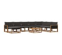 vidaXL Ensemble de canapés d'extérieur 9 pcs Naturel et Noir, Mobilier de Jardin Moderne, canapé extérieur résistant, Espace détente, sièges pour terrasse