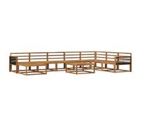 vidaXL Ensemble de canapés d'extérieur 9 pcs Naturel, Set de canapés en Acacia pour extérieur, Salon Moderne, mobilier stylé, Coin détente Durable, déco Estivale