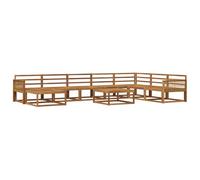 vidaXL Ensemble de canapés d'extérieur 9 pcs Naturel, Set de canapés en Acacia pour extérieur, Salon Moderne, mobilier stylé, Coin détente Durable, déco Estivale