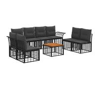 vidaXL Ensemble de canapés d'extérieur 9 pcs Noir et Gris foncé, Canapé d'extérieur modulable, résistant aux intempéries, avec Coussinets réglables, Parfait pour Le Jardin