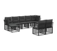 vidaXL Ensemble de canapés d'extérieur 9 pcs Noir et Gris foncé, Mobilier d'extérieur, canapé modulable en rotin, Ensemble de Salon pour Jardin, résistant aux intempéries