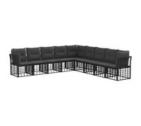 vidaXL Ensemble de canapés d'extérieur 9 pcs Noir Polyester, Mobilier d'extérieur, canapé de Jardin, Salon, sectionnel pour la terrasse, au Bord de la Piscine, siège de véranda