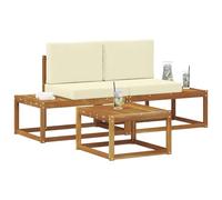 vidaXL Ensemble de canapés d'extérieur avec coussin 3 pcs Naturel, Canapé Sectionnel de Jardin, Ensemble de Mobilier d'Extérieur Moderne, Patio Lounge Durable, Mobilier de Terrasse Confortable pour se