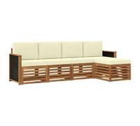 vidaXL Ensemble de canapés d'extérieur avec coussin, 5 pièces naturel et crème, canapé de jardin moderne, ensemble extérieur, sièges sectionnels, meubles pour piscine, texture beige, marron, détente