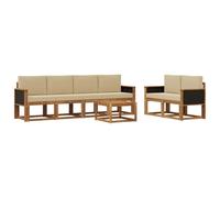vidaXL Ensemble de canapés d'extérieur avec Coussin 6 pcs Naturel, Ensemble de canapé de Jardin en Acacia, mobilier extérieur Moderne, sectionnel Durable, Lounge stylé, Design Ergonomique