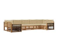 vidaXL Ensemble de canapés d'extérieur avec coussin, 7 pièces naturel et beige, meubles modernes pour extérieur, sièges confortables, salons près de la piscine, motifs pour réunions
