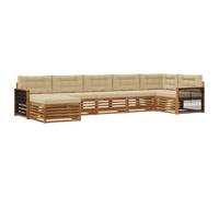 vidaXL Ensemble de canapés d'extérieur avec coussin, 7 pièces, naturel et beige, salon de jardin moderne résistant aux intempéries