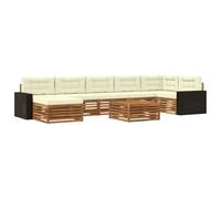 vidaXL Ensemble de canapés d'extérieur avec coussin, 8 pièces, naturel et crème, pour l'extérieur, résistant aux intempéries, jeu modulaire pour se détendre et profiter du patio