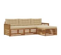 vidaXL Ensemble de canapés d'extérieur avec Coussin Naturel et Beige, Sofa d'extérieur, Set modulaire pour Jardin, Fauteuil Moderne, idéal pour se détendre en terrasse