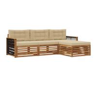vidaXL Ensemble de canapés d'extérieur avec Coussin Naturel et Beige, Sofa d'extérieur, Set modulaire pour Jardin, Fauteuil Moderne, idéal pour se détendre en terrasse