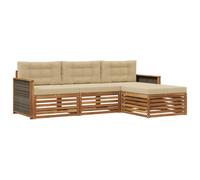 vidaXL Ensemble de canapés d'extérieur avec Coussin Naturel et Beige, Sofa d'extérieur, Set modulaire pour Jardin, Fauteuil Moderne, idéal pour se détendre en terrasse