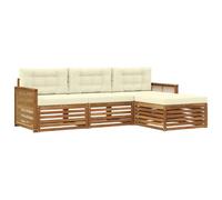 vidaXL Ensemble de canapés d'extérieur avec Coussin Naturel et Crème, Sofa d'extérieur, Set modulaire pour Jardin, Fauteuil Moderne, idéal pour se détendre en terrasse