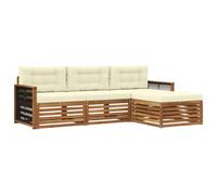 vidaXL Ensemble de canapés d'extérieur avec Coussin Naturel et Crème, Sofa d'extérieur, Set modulaire pour Jardin, Fauteuil Moderne, idéal pour se détendre en terrasse