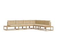 vidaXL Ensemble de canapés d'extérieur Blanc 357 x 198,5 x 73 cm, Canapé d'extérieur, sectionnel en Acacia Moderne, Salon Jardin résistant, Meubles de terrasse pour se détendre