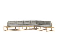 vidaXL Ensemble de canapés d'extérieur Blanc 357 x 198,5 x 73 cm, Canapé d'extérieur, sectionnel en Acacia Moderne, Salon Jardin résistant, Meubles de terrasse pour se détendre