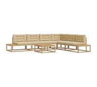 vidaXL Ensemble de canapés d'extérieur Blanc 79 x 79 x 37 cm Polyester, Salon Moderne en Acacia pour Jardin et terrasse, mobilier résistant aux intempéries, canapé de Patio stylé