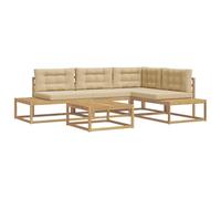 vidaXL Ensemble de canapés d'extérieur Blanc 79 x 79 x 37 cm Polyester, Sofa de Jardin et terrasse, en Acacia, Salon extérieur Moderne, résistant aux intempéries, Parfait pour se détendre