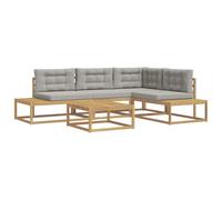 vidaXL Ensemble de canapés d'extérieur Blanc 79 x 79 x 37 cm Polyester, Sofa de Jardin et terrasse, en Acacia, Salon extérieur Moderne, résistant aux intempéries, Parfait pour se détendre