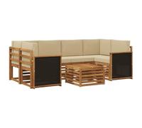 vidaXL Ensemble de canapés d'extérieur modernes avec coussin, 7 pièces, naturel et beige, meubles sectionnels résistants, idéal pour terrasse et confort