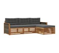 vidaXL Ensemble de canapés d'extérieur Naturel et Anthracite, Sofa d'extérieur, Set modulaire pour Jardin, Fauteuil Moderne, idéal pour se détendre en terrasse