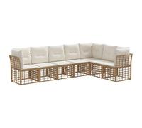 vidaXL Ensemble de canapés d'extérieur Naturel Polyester, Canapé de Jardin Moderne, Design modulable, Fauteuil en rotin, Pieds réglables, mobilier de Patio décontracté