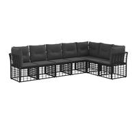 vidaXL Ensemble de canapés d'extérieur Noir Polyester, Canapé de Jardin Moderne, Design modulable, Fauteuil en rotin, Pieds réglables, mobilier de Patio décontracté