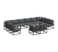 vidaXL Ensemble de canapé de jardin avec coussins 12 pcs noir aluminium