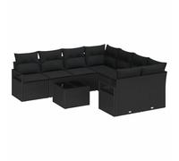 vidaXL Ensemble de canapés modulaires avec Coussins en rotin Noir, idéal pour 4 Personnes, résistant aux intempéries, tissé à la Main, Parfait pour Une terrasse Moderne ou Un Coin Lounge extérieur