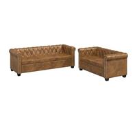 Canapé Chesterfield - vidaXL - 2 et 3 places - Cuir artificiel - Marron - Élégance Chic