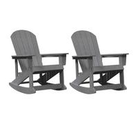 vidaXL Ensemble de chaises à Bascule d'extérieur - 2 chaises Adirondack Gris Clair, 73,5 x 92 x 90 cm, en HDPE.