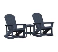 vidaXL Ensemble de chaises berçantes d'extérieur avec Table, Bleu Marine, en HDPE. Ça Comprend 1 Table et 2 chaises Adirondack au Design Traditionnel, en Lattes, résistantes aux intempéries, Parfaite