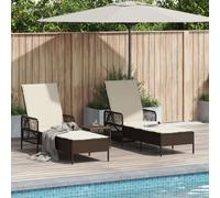 Vidaxl Ensemble De Chaises Longues 3 Pièces Marron Et Crème