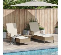 Vidaxl Ensemble De Chaises Longues Ensemble De 3 Beige Et Crème