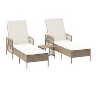 Vidaxl Ensemble De Chaises Longues Ensemble De 3 Beige Et Crème