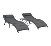 vidaXL Ensemble de chaises longues pliables 3 pcs Résine tressée Gris Gris G