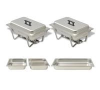 Ensemble de chauffe-plats - VIDAXL - 2 pcs - Acier inoxydable - Dimensions Gastronorm - Facile à nettoyer Argent G