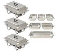 Vidaxl Ensemble De Chauffe-Plats 3 Pcs Acier Inoxydable