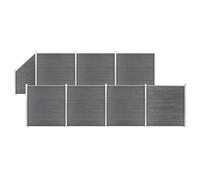 vidaXL Ensemble de clôture WPC 7 Carré + 1 Incliné 1311x186 cm Gris