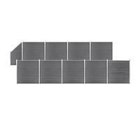 vidaXL Ensemble de clôture WPC 9 Carré + 1 Incliné 1657x186 cm Gris