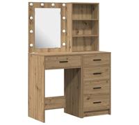 vidaXL Ensemble de Coiffeuse 2 pièces avec LED en Bois d'ingénierie Chêne Artisan
