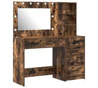vidaXL Ensemble de Coiffeuse 2 Pièces avec LED en Chêne Fumé