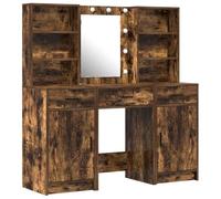 vidaXL Ensemble de Coiffeuse 3 pcs Chêne fumé 50 x 41 x 135 cm, Ensemble Coiffeuse élégant, Miroir Tactile LED Moderne, Table de Rangement compacte, Commode Pratique pour Chambre.