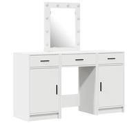 Vidaxl Ensemble De Coiffeuse 3 Pièces Avec Éclairage Led En Bois D'ingénierie Blanc