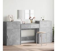 Vidaxl Ensemble De Coiffeuse 4 Pcs Gris Béton Bois D'ingénierie Marron